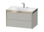 Duravit XViu Waschtisch-Unterschrank XV4615EB107P 80x48cm, 2 Schubkästen, 2 Hahnlöcher, champagner matt, Rahmen P, betongrau matt