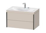 Duravit XViu Waschtisch-Unterschrank XV4615EB291C 80x48cm, 2 Schubkästen, 2 Hahnlöcher, schwarz matt, Rahmen C, taupe matt