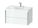 Duravit XViu Waschtisch-Unterschrank XV4615EB185C 80x48cm, 2 Schubkästen, 2 Hahnlöcher, champagner matt, Rahmen C, weiß hochglanz