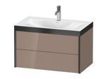Duravit XViu Waschtisch-Unterschrank XV4615OB286P 80x48cm, 2 Schubkästen, 1 Hahnloch, schwarz matt, Rahmen P, cappucino hochglanz
