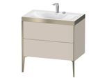 Duravit XViu Waschtisch-Unterschrank XV4710EB191P 80x48cm, 2 Auszüge, 2 Hahnlöcher, champagner matt, Rahmen P, taupe matt