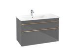 Villeroy und Boch Venticello Waschtisch-Unterschrank A92705FP 95,3 x 59 x 50,2 cm, Becken links, Griff Copper, Glossy Grey