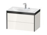 Duravit XViu Waschtisch-Unterschrank XV4615EB222P 80x48cm, 2 Schubkästen, 2 Hahnlöcher, schwarz matt, Rahmen P, weiß hochglanz