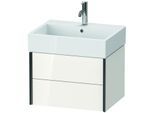 Duravit XViu Waschtisch-Unterschrank XV43340B222 58,4 x 39,7 x 45,4 cm, weiß hochglanz, 2 Schubkästen, schwarz matt