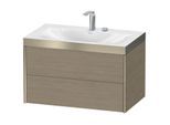 Duravit XViu Waschtisch-Unterschrank XV4615EB135P 80x48cm, 2 Schubkästen, 2 Hahnlöcher, champagner matt, Rahmen P, Eiche terra