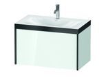 Duravit XViu Waschtisch-Unterschrank XV4610OB285P 80x48cm, 1 Auszug, 1 Hahnloch, schwarz matt, Rahmen P, weiß hochglanz