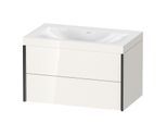 Duravit XViu Waschtisch-Unterschrank XV4615NB222C 80x48cm, 2 Schubkästen, ohne Hahnloch, schwarz matt, Rahmen C, weiß hochglanz