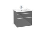 Villeroy und Boch Venticello Waschtisch-Unterschrank A92402FP 60,3 x 59 x 50,2 cm, Griff White, Glossy Grey