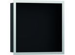 hansgrohe XtraStoris Wandnische 56098800 30x30x10cm, mit Designrahmen, mattschwarz, Edelstahl optic