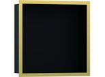 hansgrohe XtraStoris Wandnische 56098990 30x30x10cm, mit Designrahmen, mattschwarz, polished gold optic