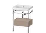 Duravit Happy D.2 Plus Möbelwaschtisch-Kombination HP4840N7575 57,5 x 49 cm, ohne Hahnloch, leinen, mit Metallkonsole