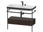 Duravit Happy D.2 Plus Möbelwaschtisch-Kombination HP4743E6969 97,5 x 49 cm, 2 Hahnlöcher, nussbaum gebürstet, mit Metallkonsole
