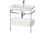 Duravit Happy D.2 Plus Möbelwaschtisch-Kombination HP4842O3939 77,5 x 49 cm, 1 Hahnloch, nordic weiß seidenmatt, mit Metallkonsole