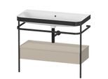 Duravit Happy D.2 Plus Möbelwaschtisch-Kombination HP4743N6060 97,5 x 49 cm, ohne Hahnloch, taupe seidenmatt, mit Metallkonsole