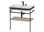 Duravit Happy D.2 Plus Möbelwaschtisch-Kombination HP4737E7575 77,5 x 49 cm, 2 Hahnlöcher, leinen, mit Metallkonsole