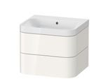 Duravit Happy D.2 Plus Möbelwaschtisch HP4345N2222 57,5 x 49 cm, ohne Hahnloch, weiß hochglanz, 2 Schubkästen