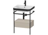 Duravit Happy D.2 Plus Möbelwaschtisch-Kombination HP4740O6060 57,5 x 49 cm, 1 Hahnloch, taupe seidenmatt, mit Metallkonsole