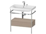 Duravit Happy D.2 Plus Möbelwaschtisch-Kombination HP4842E7575 77,5 x 49 cm, 2 Hahnlöcher, leinen, mit Metallkonsole