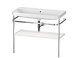 Duravit Happy D.2 Plus Möbelwaschtisch-Kombination HP4838N3939 97,5 x 49 cm, ohne Hahnloch, nordic weiß seidenmatt, mit Metallkonsole