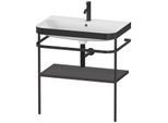 Duravit Happy D.2 Plus Möbelwaschtisch-Kombination HP4737O8080 77,5 x 49 cm, 1 Hahnloch, graphit supermatt, mit Metallkonsole
