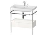 Duravit Happy D.2 Plus Möbelwaschtisch-Kombination HP4842E2222 77,5 x 49 cm, 2 Hahnlöcher, weiß hochglanz, mit Metallkonsole