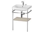 Duravit Happy D.2 Plus Möbelwaschtisch-Kombination HP4835E6060 57,5 x 49 cm, 2 Hahnlöcher, taupe seidenmatt, mit Metallkonsole