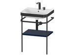 Duravit Happy D.2 Plus Möbelwaschtisch-Kombination HP4735E9898 57,5 x 49 cm, 2 Hahnlöcher, nachtblau seidenmatt, mit Metallkonsole