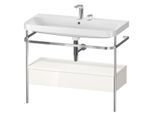 Duravit Happy D.2 Plus Möbelwaschtisch-Kombination HP4843E2222 97,5 x 49 cm, 2 Hahnlöcher, weiß hochglanz, mit Metallkonsole