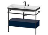 Duravit Happy D.2 Plus Möbelwaschtisch-Kombination HP4743E9898 97,5 x 49 cm, 2 Hahnlöcher, nachtblau seidenmatt, mit Metallkonsole