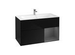 Villeroy und Boch Finion Waschtischunterschrank F040GKPH 99,6x59,1x49,8cm, Regal rechts Anthracite matt, Glossy Black Lacquer