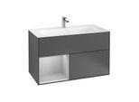 Villeroy und Boch Finion Waschtischunterschrank F030GJGK 99,6x59,1x49,8cm, Regal links Light grey matt, Anthracite matt