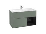 Villeroy und Boch Finion Waschtischunterschrank F040PHGM 99,6x59,1x49,8cm, Regal rechts Glossy Black Lacquer, Olive Matt Lacquer