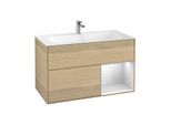 Villeroy und Boch Finion Waschtischunterschrank F040MTPC 99,6x59,1x49,8cm, Regal rechts White matt lacquer, Oak Veneer