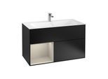 Villeroy und Boch Finion Waschtischunterschrank F030HHPD 99,6x59,1x49,8cm, Regal links Sand Matt Lacquer, Black matt lacquer