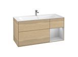 Villeroy und Boch Finion Waschtischunterschrank F070GJPC 119,6x59,1cm, Regal rechts Light grey matt, Oak Veneer
