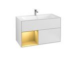 Villeroy und Boch Finion Waschtischunterschrank G030HFMT 99,6x59,1cm, Wandbeleuchtung, Regal links Gold matt, White matt lacquer