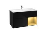 Villeroy und Boch Finion Waschtischunterschrank G040HFPH 99,6x59,1cm, Emotion, Regal rechts Gold matt, Glossy Black Lacquer