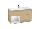 Villeroy und Boch Finion Waschtischunterschrank F030MTPC 99,6x59,1x49,8cm, Regal links White matt lacquer, Oak Veneer