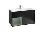 Villeroy und Boch Finion Waschtischunterschrank F030GMPD 99,6x59,1x49,8cm, Regal links Olive Matt Lacquer, Black matt lacquer