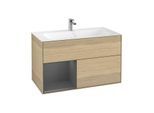 Villeroy und Boch Finion Waschtischunterschrank F030GKPC 99,6x59,1x49,8cm, Regal links Anthracite matt, Oak Veneer