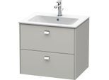 Duravit Brioso Waschtischunterbau BR410101007 620x553 mm, Betongrau Matt, 2 Auszüge, Griff Chrom