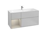 Villeroy und Boch Finion Waschtischunterschrank G060HHGJ 119,6x59,1cm, Emotion, Regal links Sand Matt Lacquer, Light grey matt