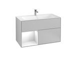 Villeroy und Boch Finion Waschtischunterschrank G030GFGJ 99,6x59,1cm, Wandbeleuchtung, Regal links Glossy white lacquer, Light grey matt
