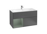 Villeroy und Boch Finion Waschtischunterschrank G030GMGK 99,6x59,1cm, Wandbeleuchtung, Regal links Olive Matt Lacquer, Anthracite matt