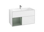 Villeroy und Boch Finion Waschtischunterschrank F030GMGF 99,6x59,1x49,8cm, Regal links Olive Matt Lacquer, Glossy white lacquer