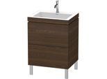 Duravit L-Cube Waschtisch-Unterschrank LC6936O6969 60 x48 cm, 1 Hahnloch, nussbaum gebürstet, 2 Auszüge, bodenstehend