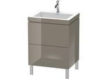Duravit L-Cube Waschtisch-Unterschrank LC6936O8989 60 x48 cm, 1 Hahnloch, flannel grey hochglanz, 2 Auszüge, bodenstehend
