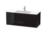 Duravit L-Cube Waschtisch-Unterschrank LC6929O4040 120 x 48 cm, 1 Hahnloch, schwarz hochglanz, 2 Schubkästen