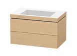 Duravit L-Cube Waschtisch-Unterschrank LC6927N3030 80 x 48 cm, ohne Hahnloch, Eiche natur, 2 Schubkästen