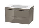 Duravit L-Cube Waschtisch-Unterschrank LC6927N8989 80 x 48 cm, ohne Hahnloch, flannel grey hochglanz, 2 Schubkästen